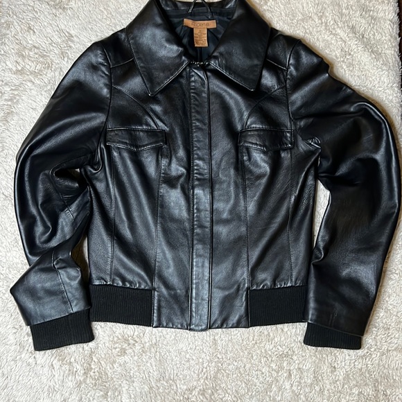 Arden B Black Leather Jacket Sz M - Picture 2 of 13